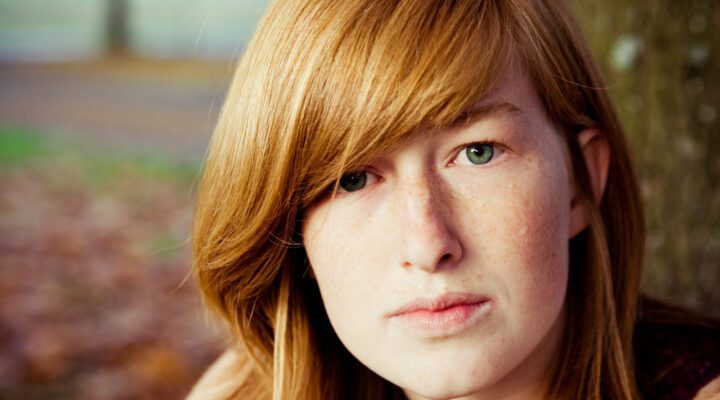 portrait of a sad woman looking into the camera