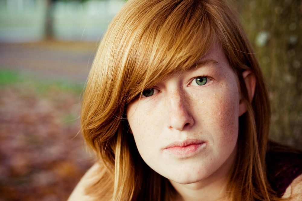 portrait of a sad woman looking into the camera